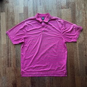 FootJoy Golf Polo Shirt Pink Striped Green Short Sleeve Mens XL EUC